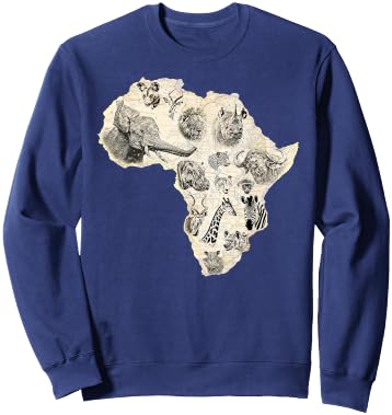 Africa's Most Popular Wild Animals on Africa Map Sweatshirt - Sweatshirt | Navy