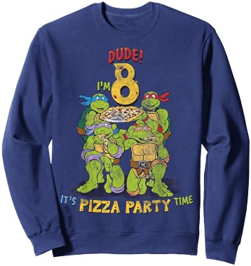 Teenage Mutant Ninja Turtles I'm 8 Dude Pizza Birthday Party Sweatshirt - Sweatshirt | Navy