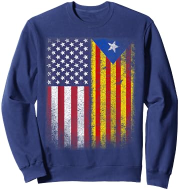 Catalan American Flag Catalunya Usa Catalonia Sweatshirt - Sweatshirt | Navy