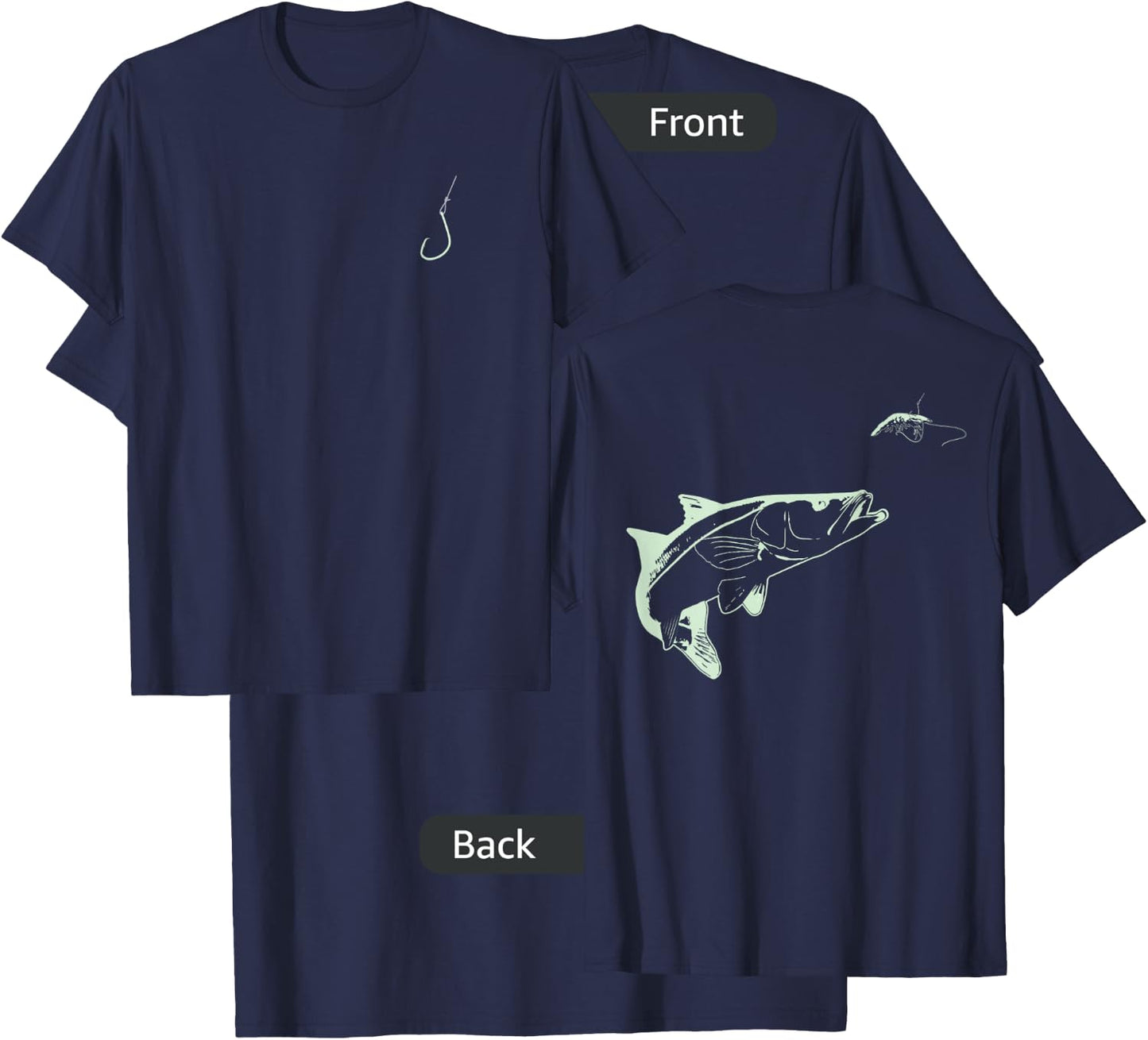 Snook Eating Shrimp Fishing Angler T-Shirt - T-Shirt | Navy