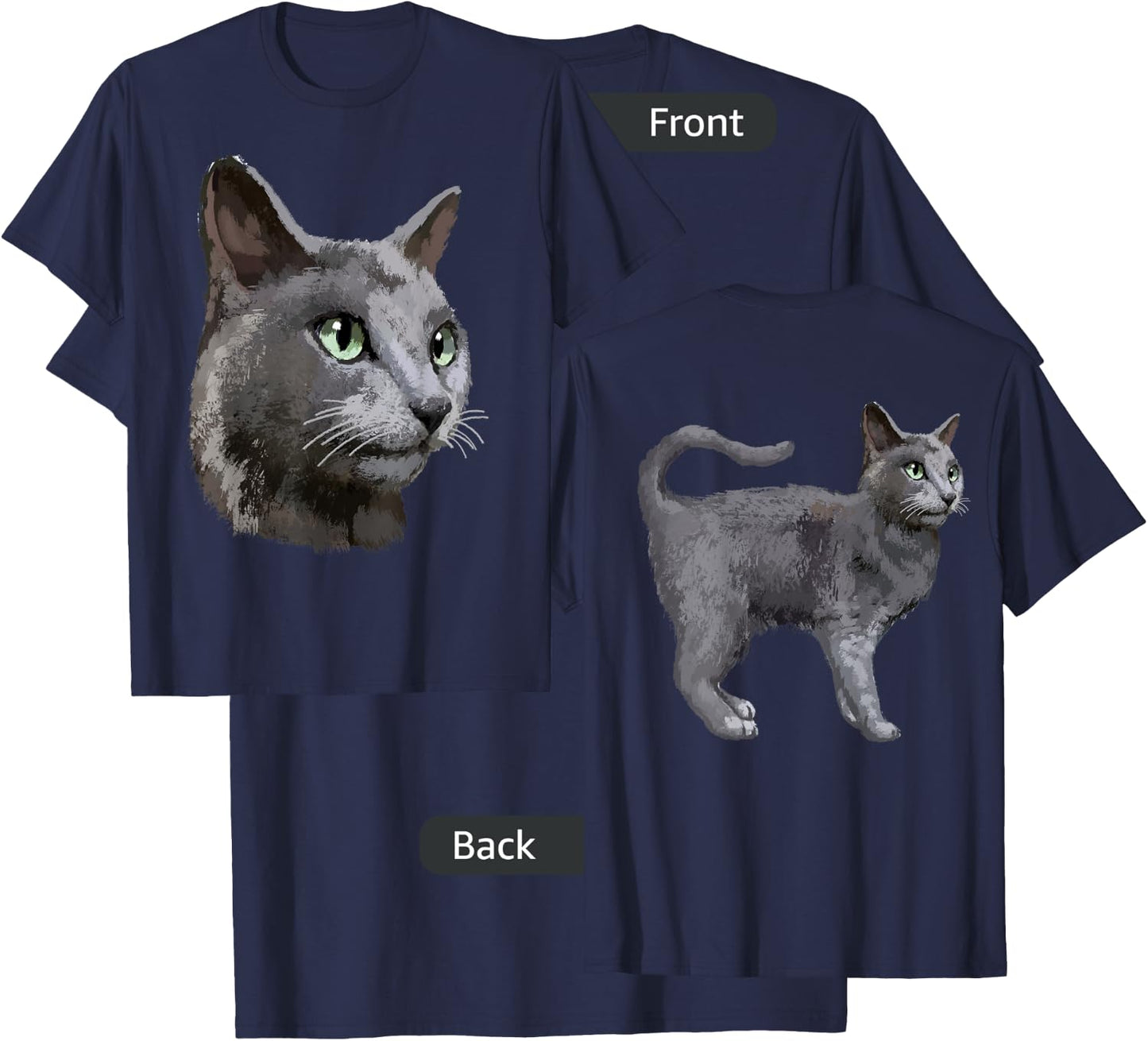 Russian Blue Cat T Shirt Men Women Kids T-Shirt - T-Shirt | Navy