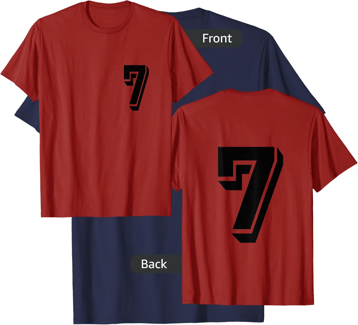 Front and Back number 7 Jersey My Favorite Player #7 T-Shirt - T-Shirt | Navy