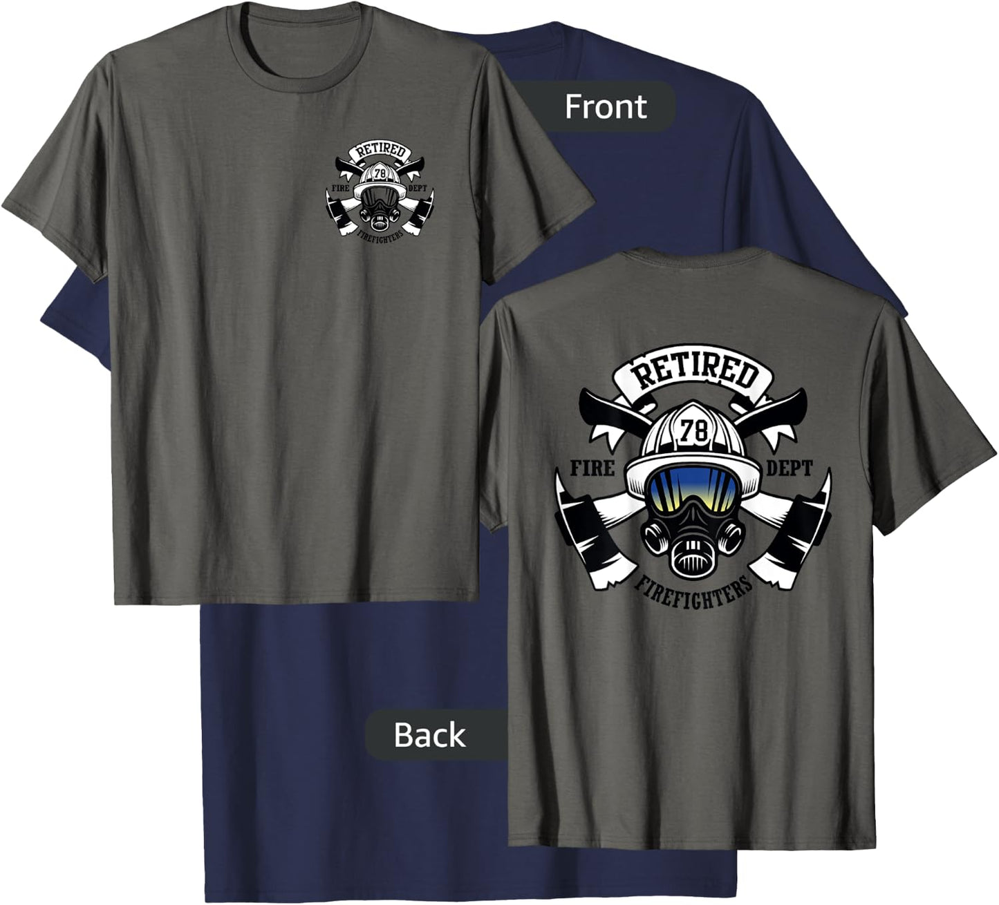 Retired Firefighters Tribute - Custom Front & Back T-Shirt - T-Shirt | Navy