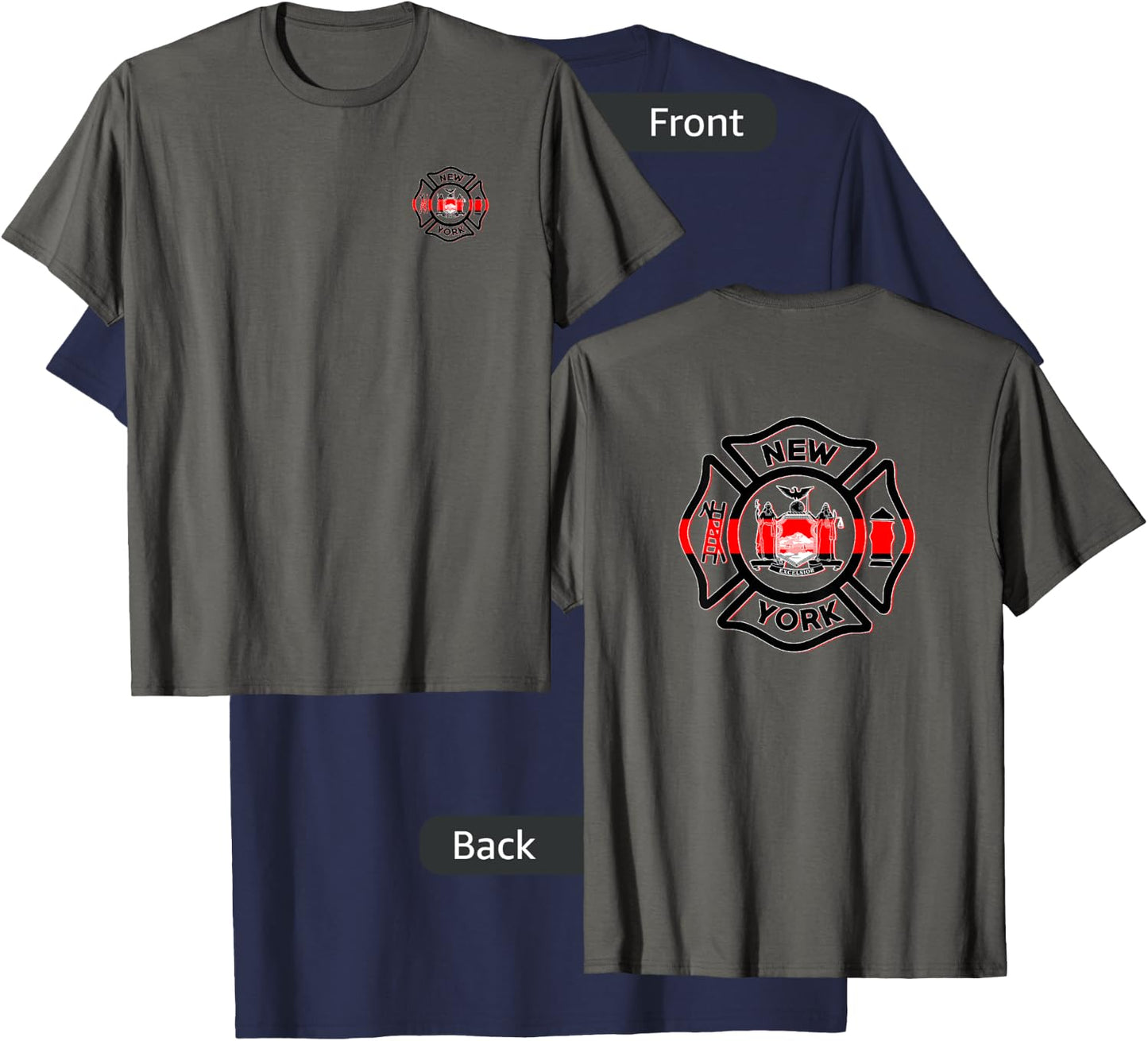 New York Fire Police Department Firefighters Firemen T-Shirt - T-Shirt | Navy