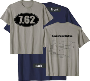 7.62 SKS AK47 Rifle Ammo Gun Bullet Size Dbl Sided Shirt T-Shirt - T-Shirt | Navy