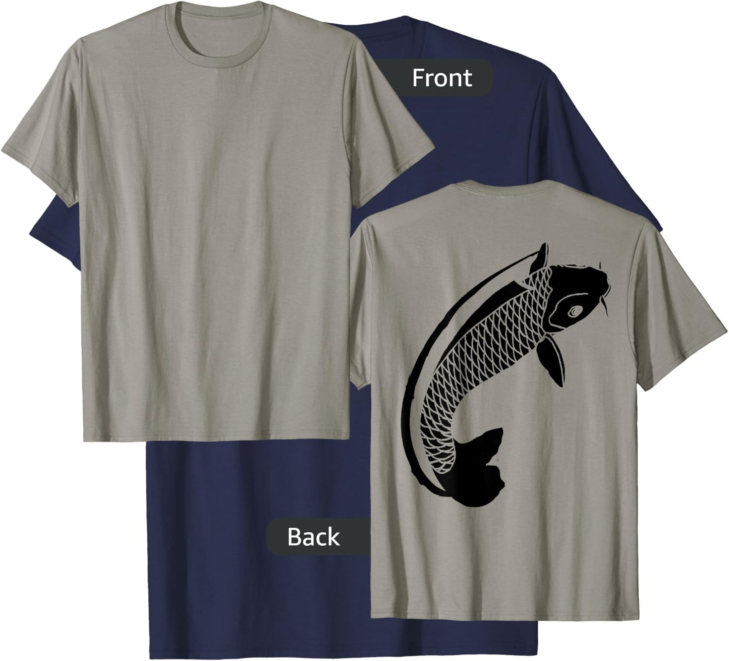 Koi Shirt Men Women Large Koi "On Shirt Back" T-Shirt - T-Shirt | Navy
