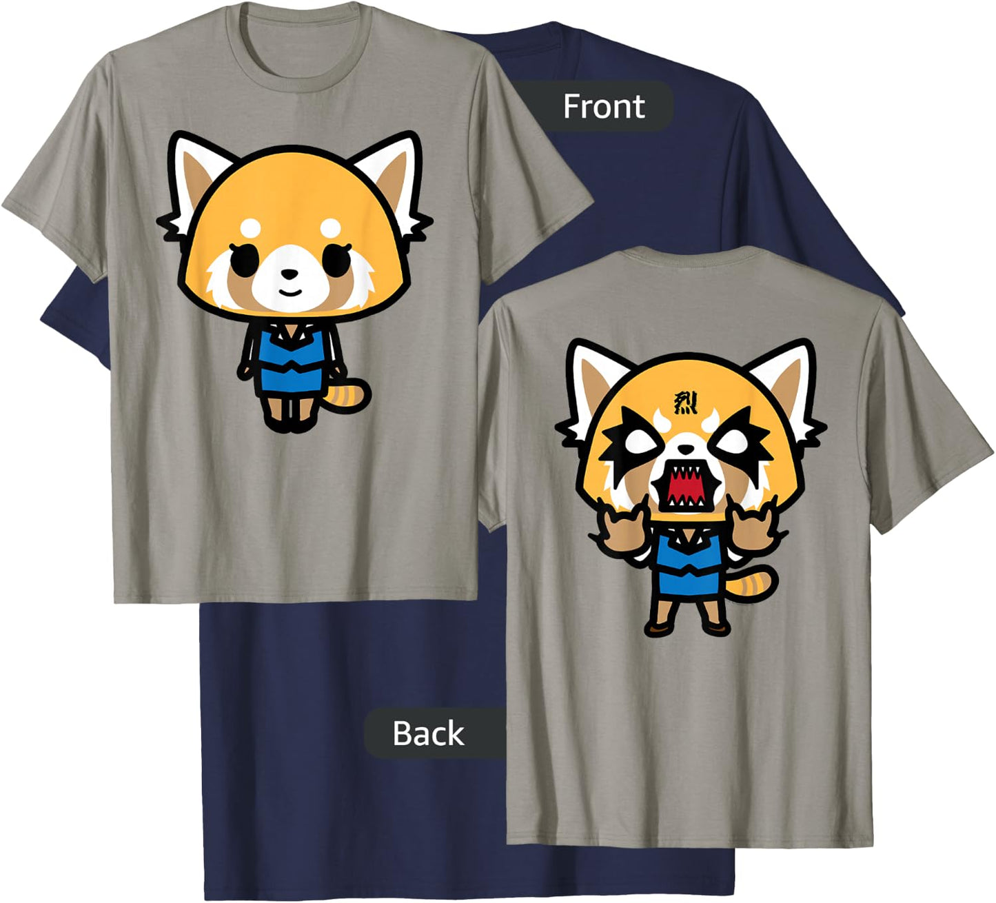 Aggretsuko Sweet Front and Rage Back Shirt T-Shirt - T-Shirt | Navy