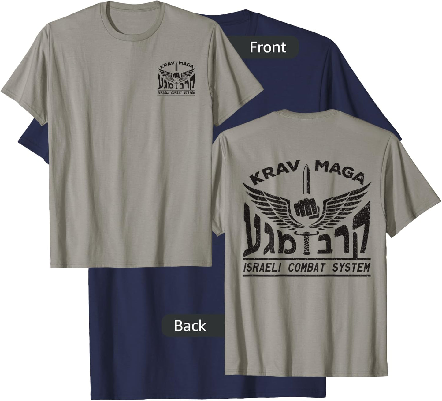 Krav MAGA Shirt Israeli Combat System IDF Front Back T-Shirt - T-Shirt | Navy