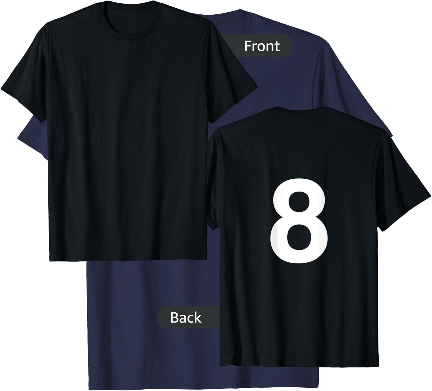 Number 8 Numbered Shirt Number on Back T-Shirt - T-Shirt | Navy
