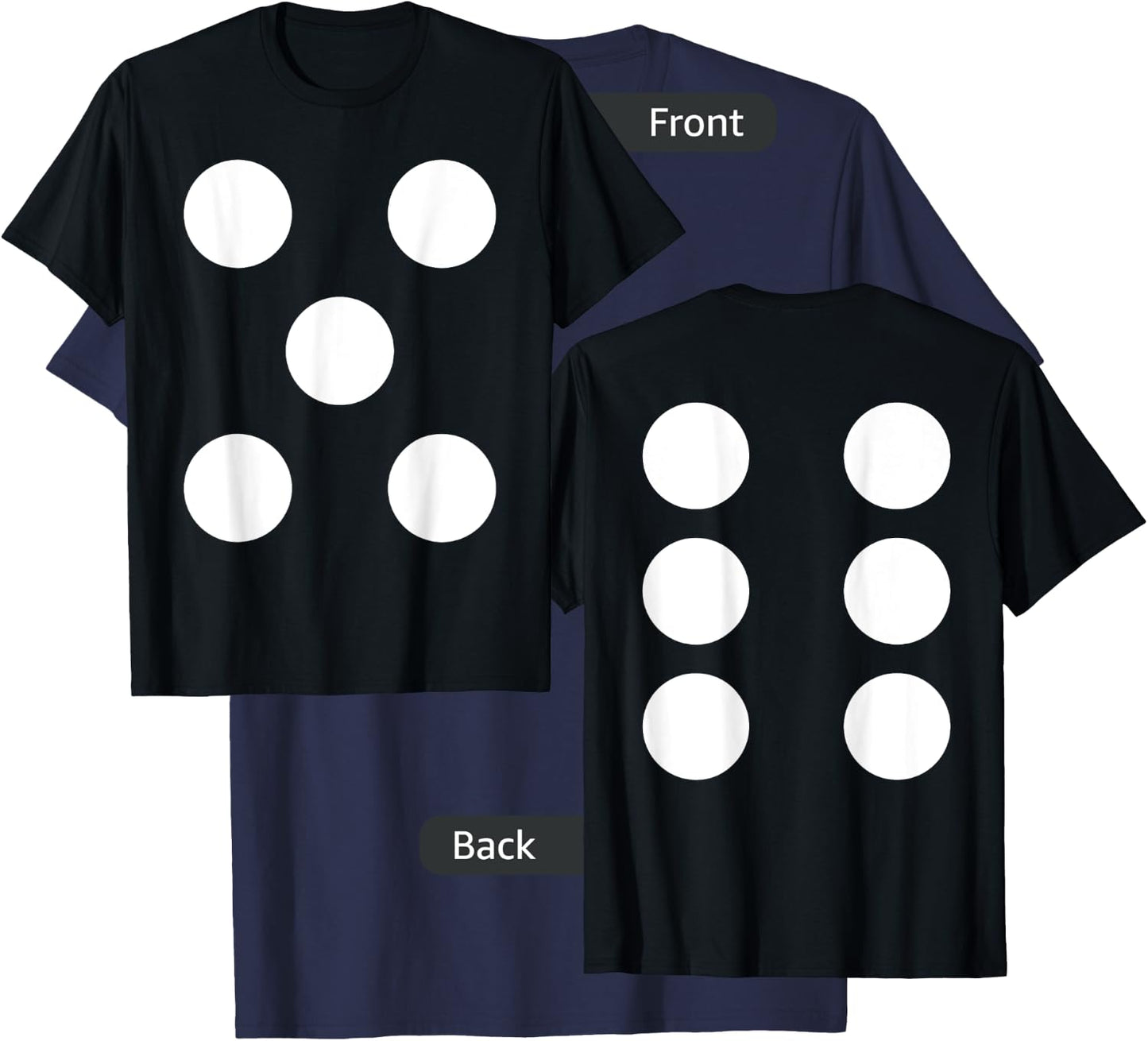 Dice Front 5 Back 6 Yo 11 2-Sided Halloween Costume Shirt T-Shirt - T-Shirt | Navy