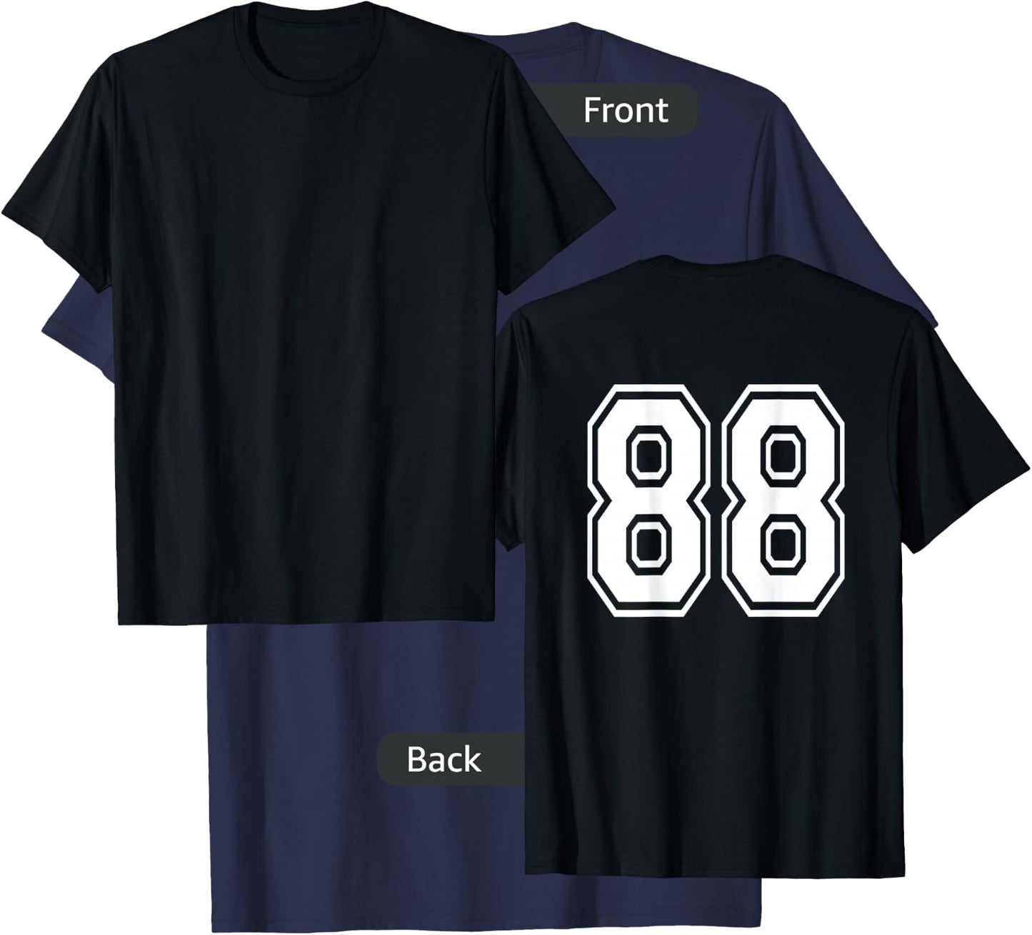 Number 88 Sports Player Number BACK Of Shirt Only T-Shirt - T-Shirt | Navy