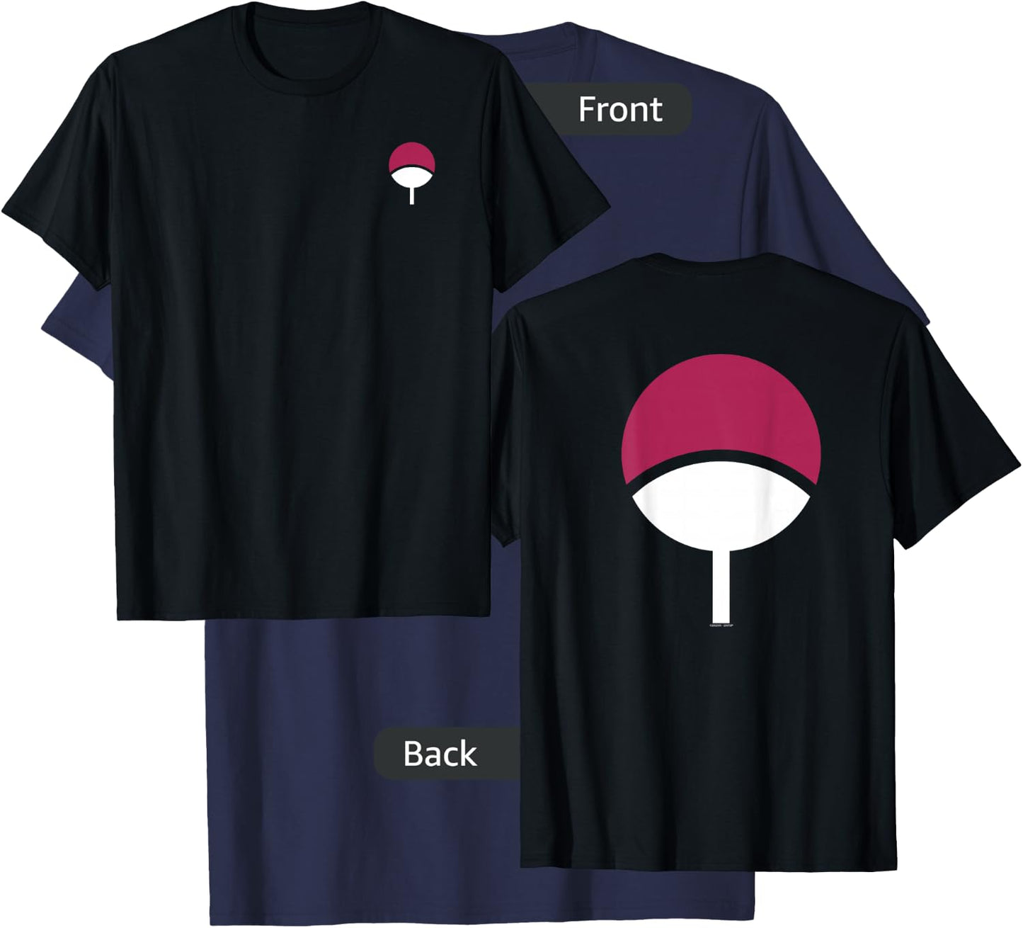 Naruto Shippuden Sasuke Uchiha Icon Front and Back Anime T-Shirt - T-Shirt | Navy