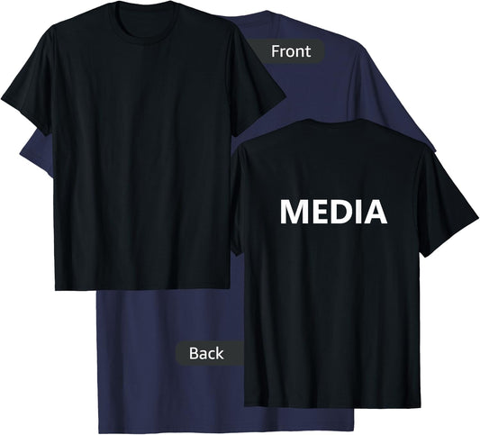 Media Staff Job Camera Guy Reporter Journalist (Back Print) T-Shirt - T-Shirt | Navy