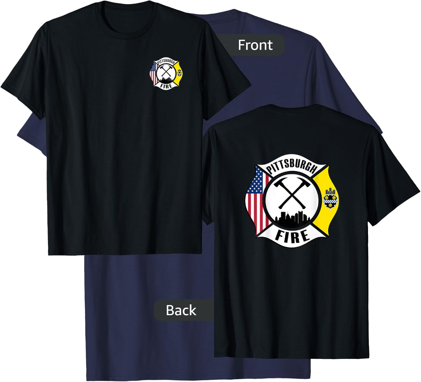 Pittsburgh Fire Bureau Pennsylvania Fireman Rescue Red Line T-Shirt - T-Shirt | Navy