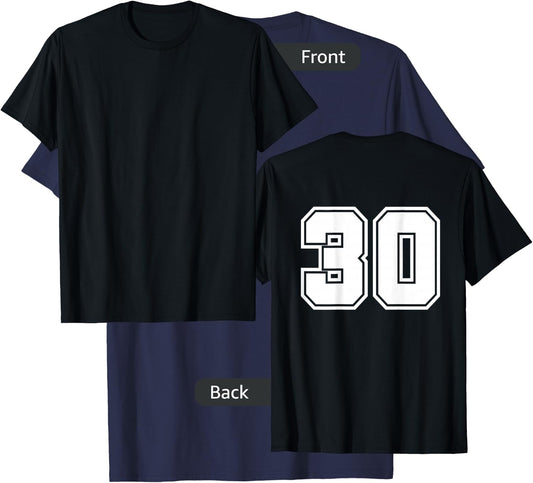 Number 30 No. Thirty #30 Sports Jerseys Player T-Shirt - T-Shirt | Navy