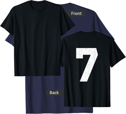 #7 Jersey Uniform Varsity Sports Number, 7th Birthday T-Shirt - T-Shirt | Navy