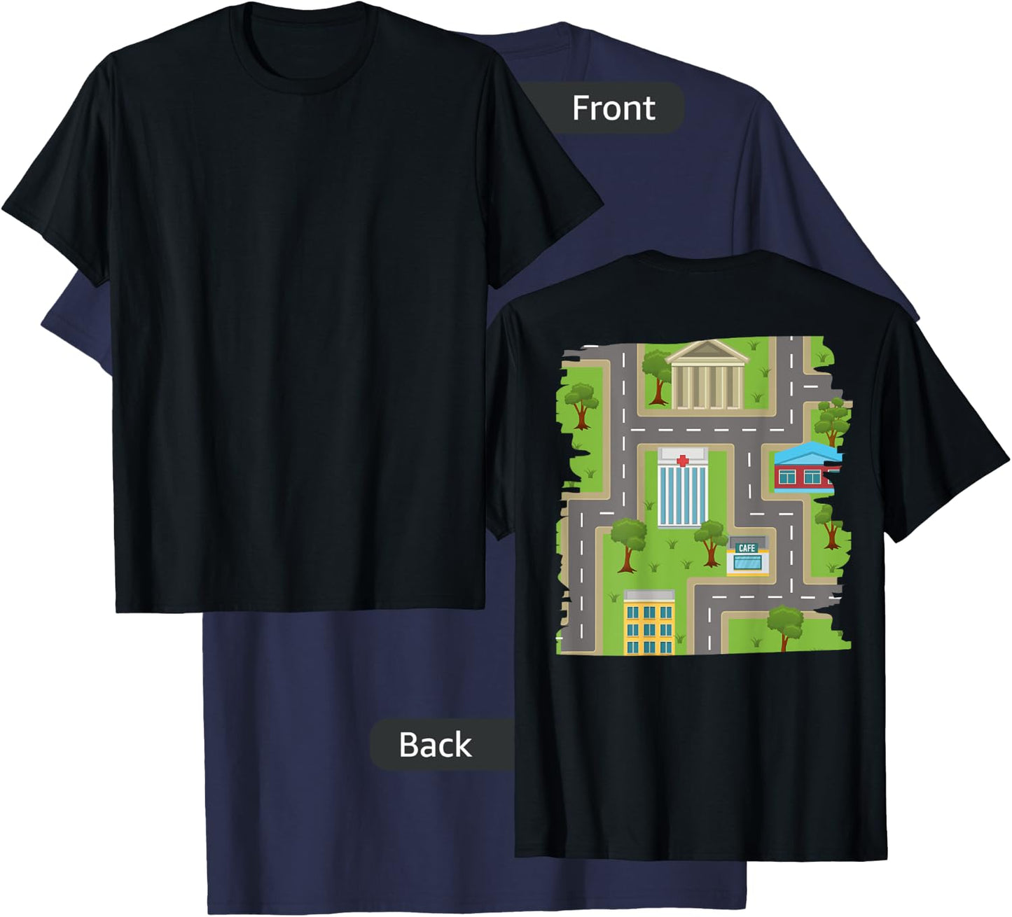 Back scratching Shirt with Road Map Cars T-Shirt - T-Shirt | Navy
