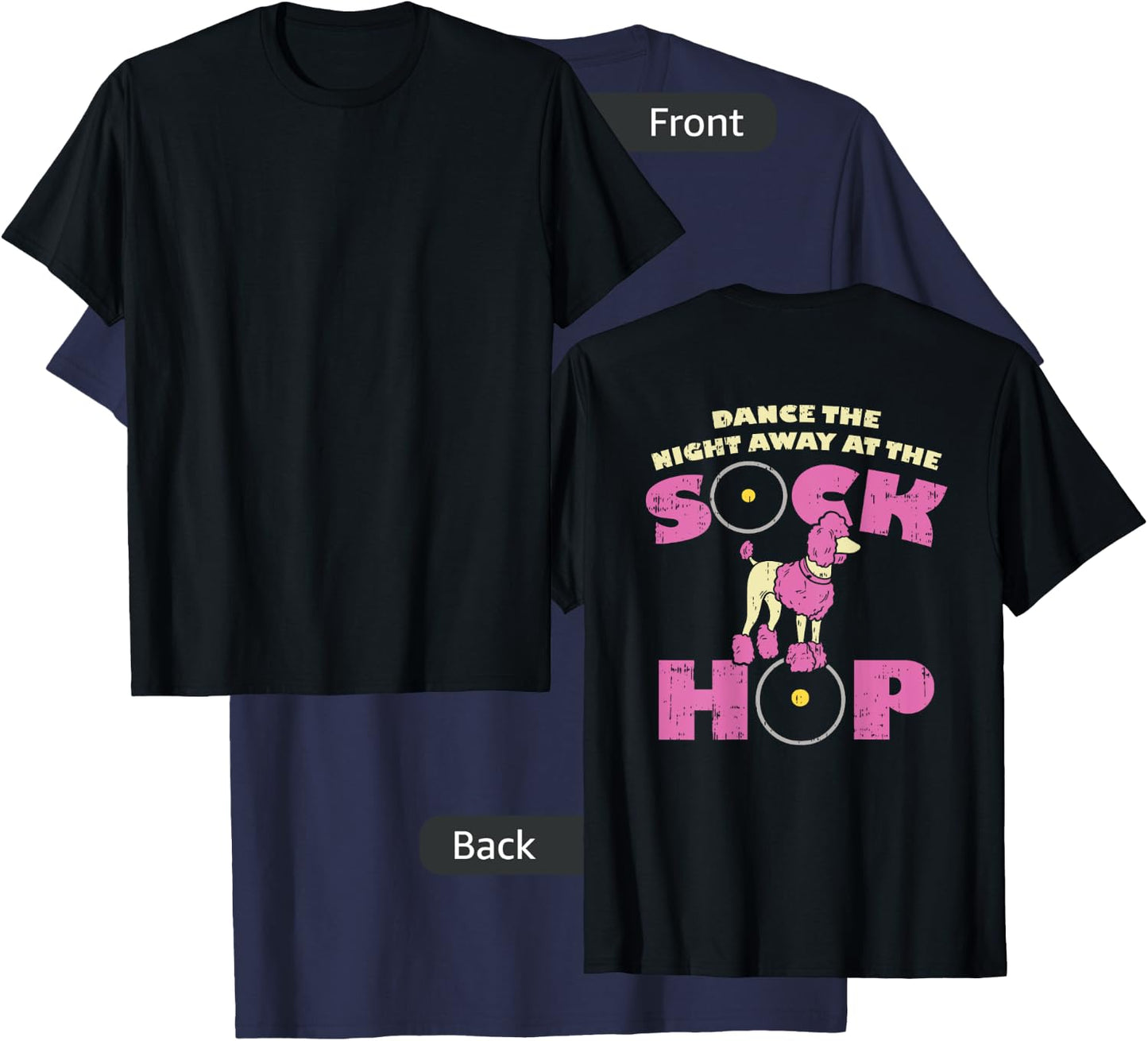 Sock Hop Party Attire 50s Pink Poodle T-Shirt - T-Shirt | Navy