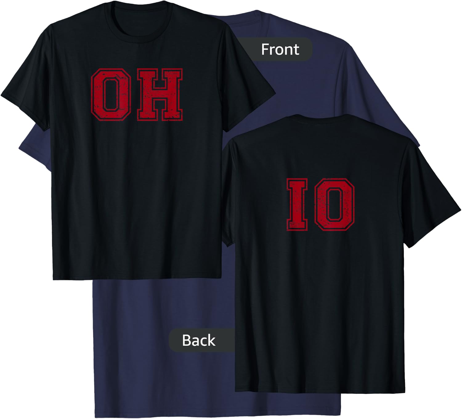 Vintage OH IO Double-sided T-Shirt - T-Shirt | Navy