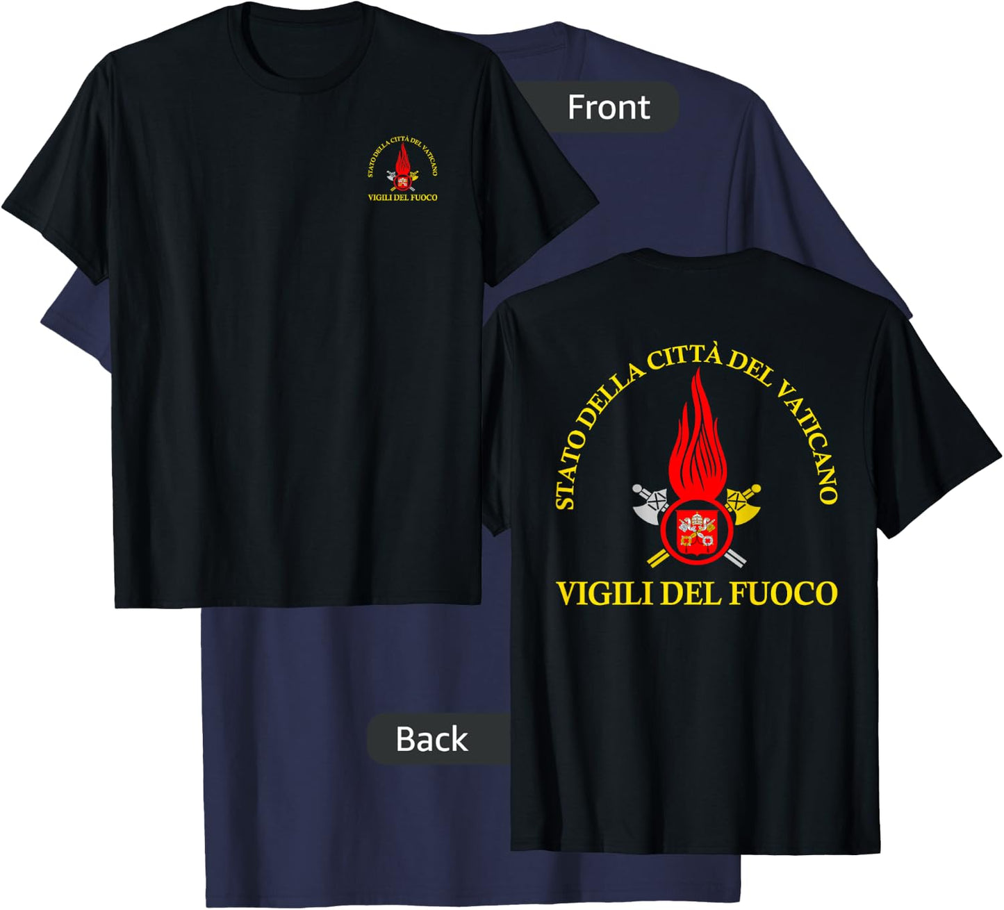 Italian Firefighter Vigili Del Fuoco Vatican Rome T-Shirt - T-Shirt | Navy