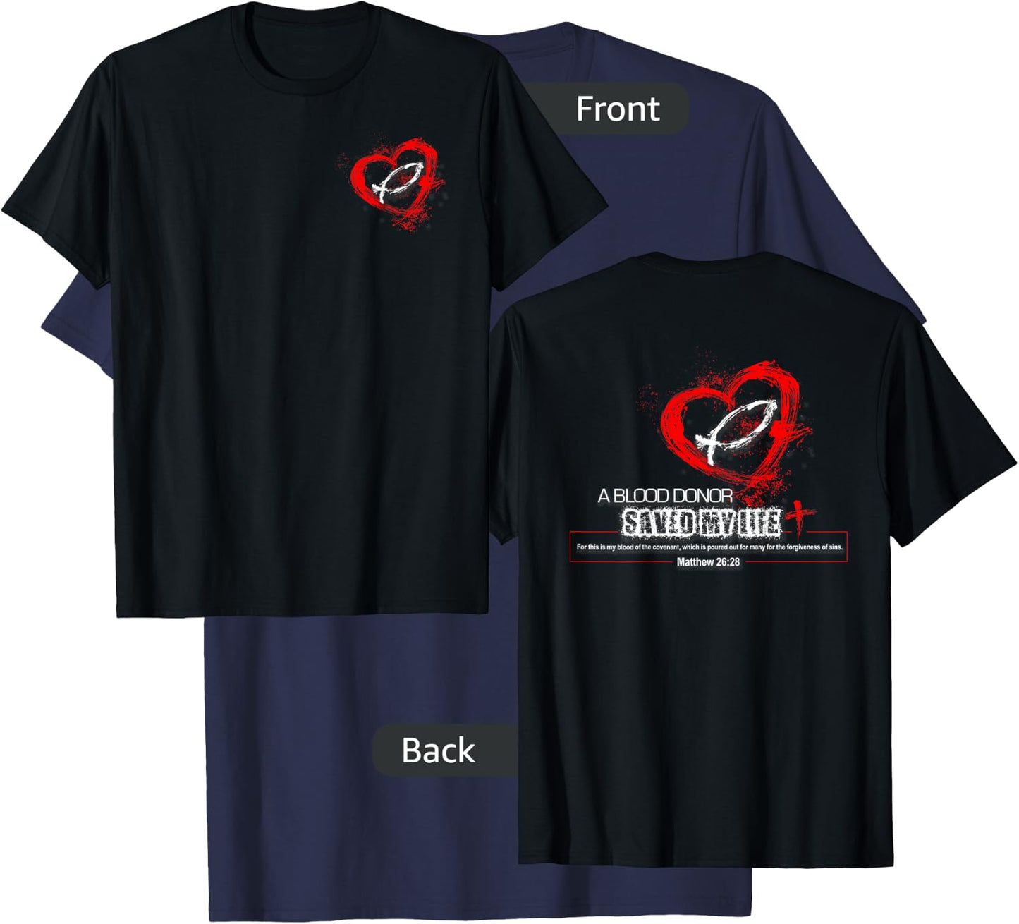 A Blood Donor Saved My Life Christian - Dark Styles T-Shirt - T-Shirt | Navy