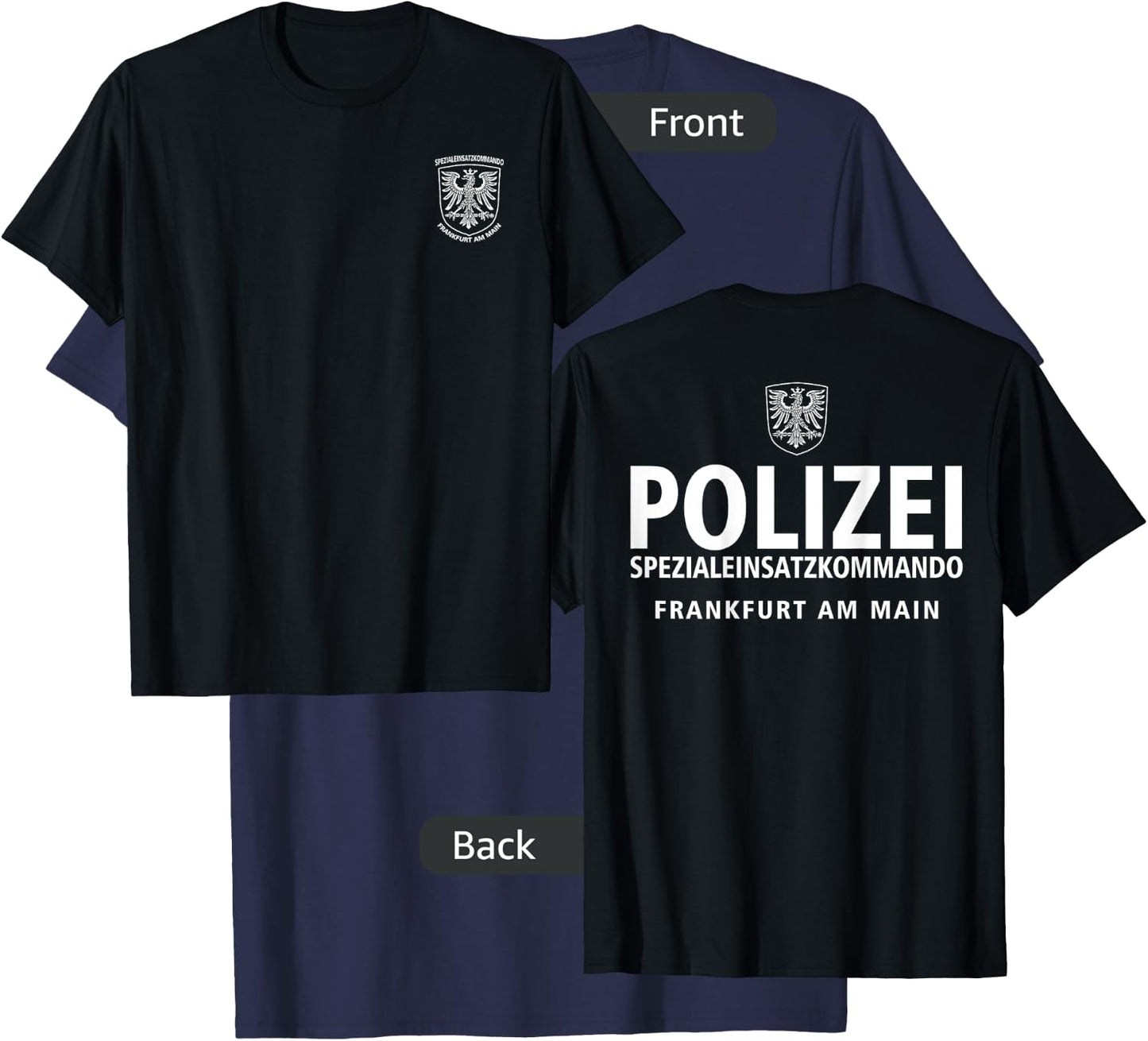MechaProject Germany Frankfurt SWAT Police SEK Spezialeinsatzkommando - Men's Black Cotton Classic Fit Short Sleeve - Small T-Shirt - T-Shirt | Navy