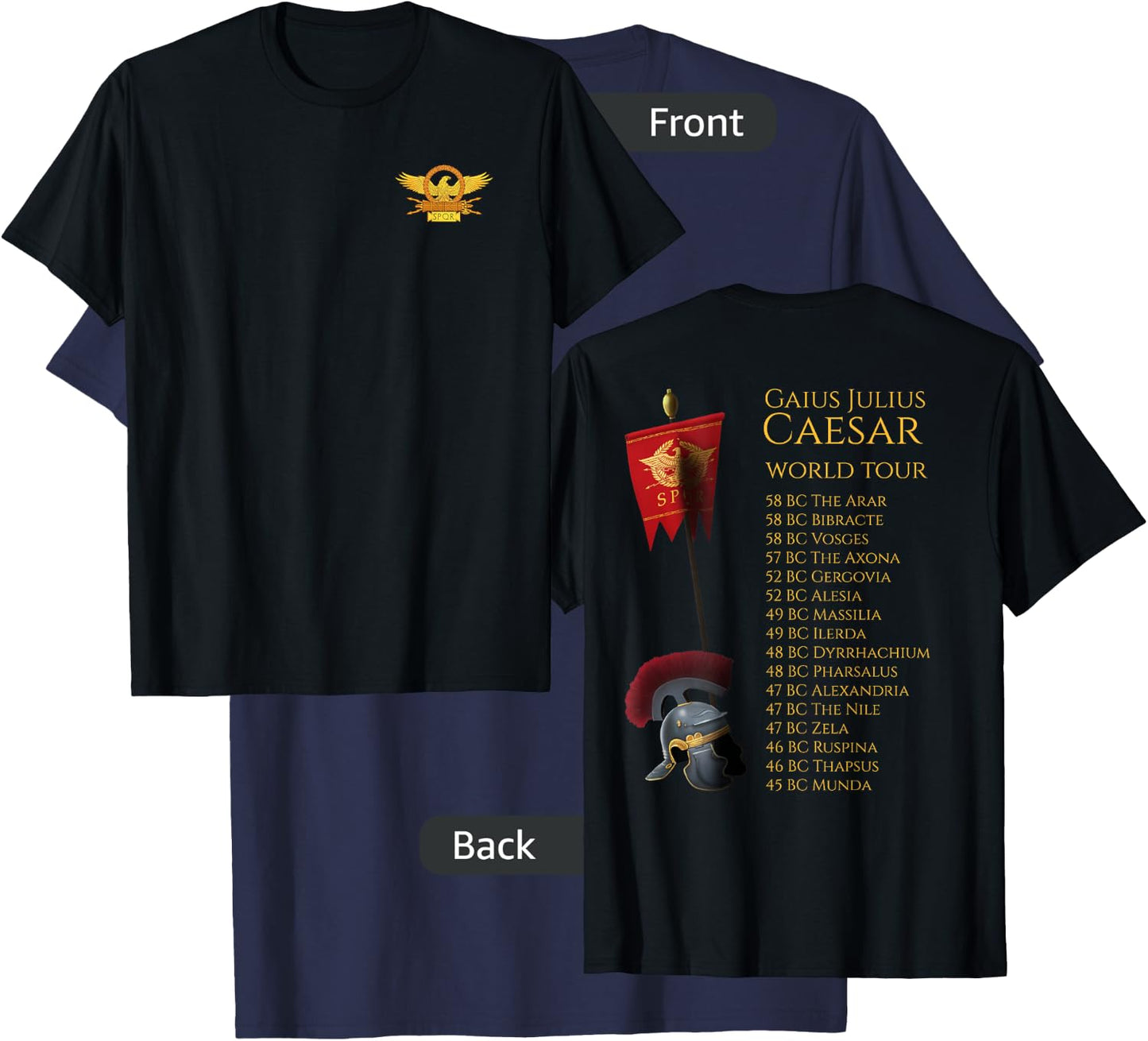 Ancient Rome - Julius Caesar World Tour - Roman Eagle SPQR T-Shirt - T-Shirt | Navy
