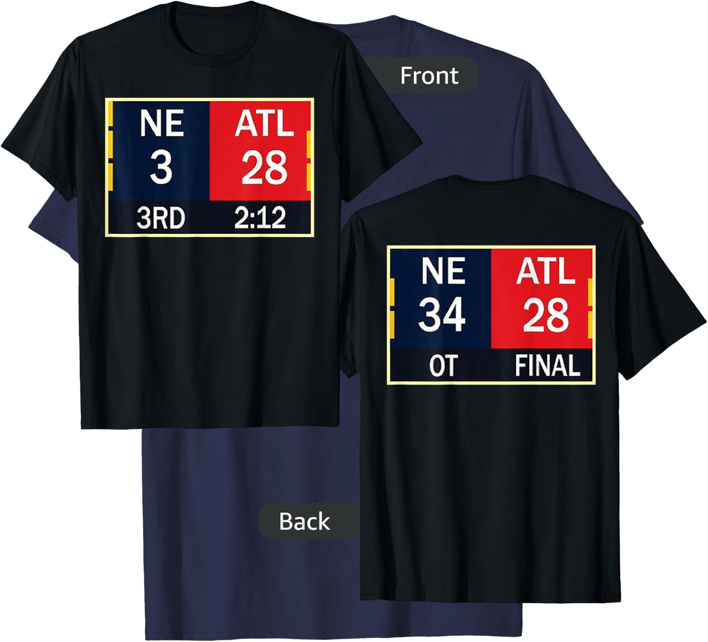 NE 3 ATL 28 Final 2 Sides 1 Game T-Shirt - T-Shirt | Navy
