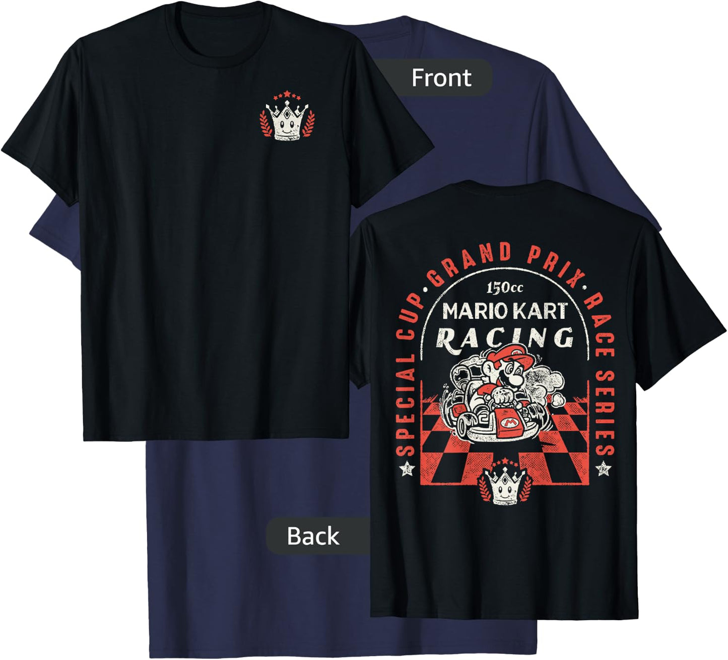 Mario Kart Victory Crown Front 150cc Racing Graphic T-Shirt - T-Shirt | Navy