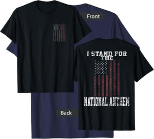 I Stand for the National Anthem Front & Back T-Shirt - T-Shirt | Navy