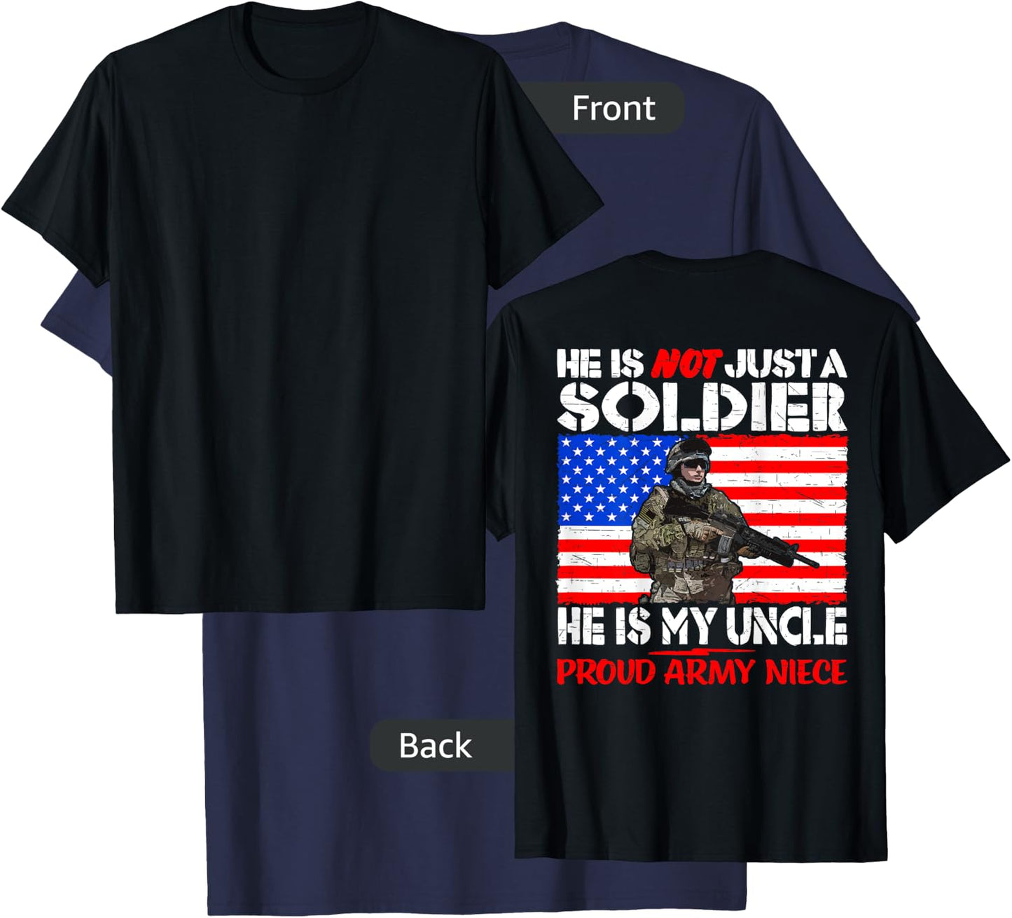 My Uncle Is My Soldier Hero Proud Army Niece Military Family T-Shirt - T-Shirt | Navy