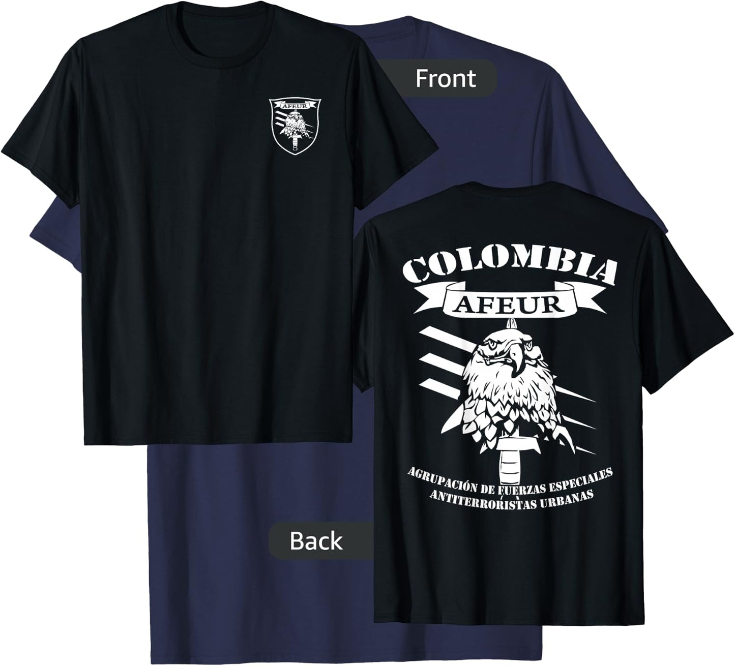 Colombia Army Special Forces AFEUR T-Shirt - T-Shirt | Navy