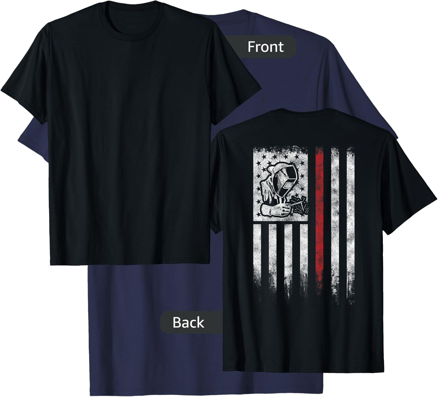Welder Vintage USA American Flag Patriotic Welding T-Shirt - T-Shirt | Navy