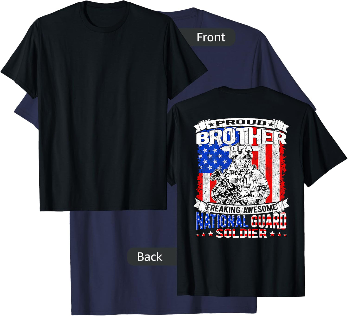Proud Brother of A National Guard Soldier Army Sibling Gift T-Shirt - T-Shirt | Navy