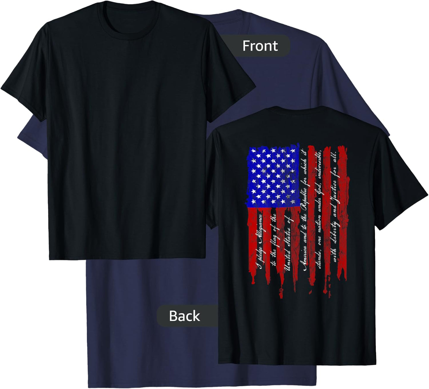 Pledge of Allegiance Patriotic American Flag T Shirt T-Shirt - T-Shirt | Navy