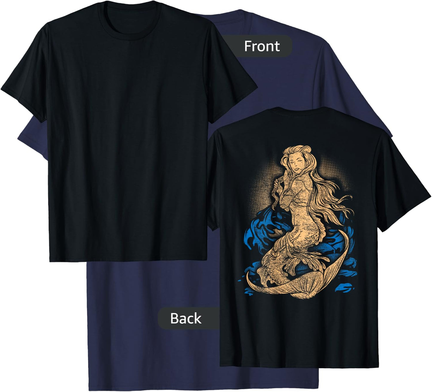 Mermaid Tattoo Shirt Vintage Pin Up Girl Soldier Sailor T-Shirt - T-Shirt | Navy