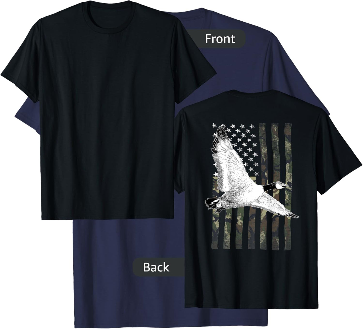 Goose Hunting Camo Flag (on Back) T-Shirt - T-Shirt | Navy