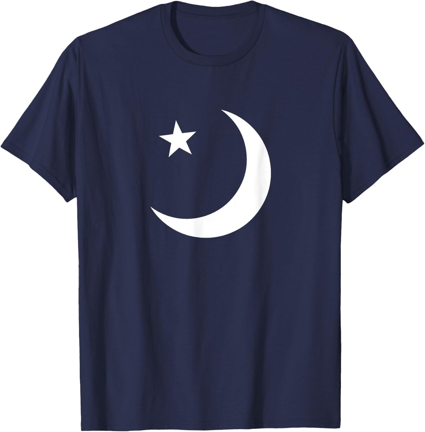 Crescent Moon Star White T Shirt T-Shirt - T-Shirt | Navy