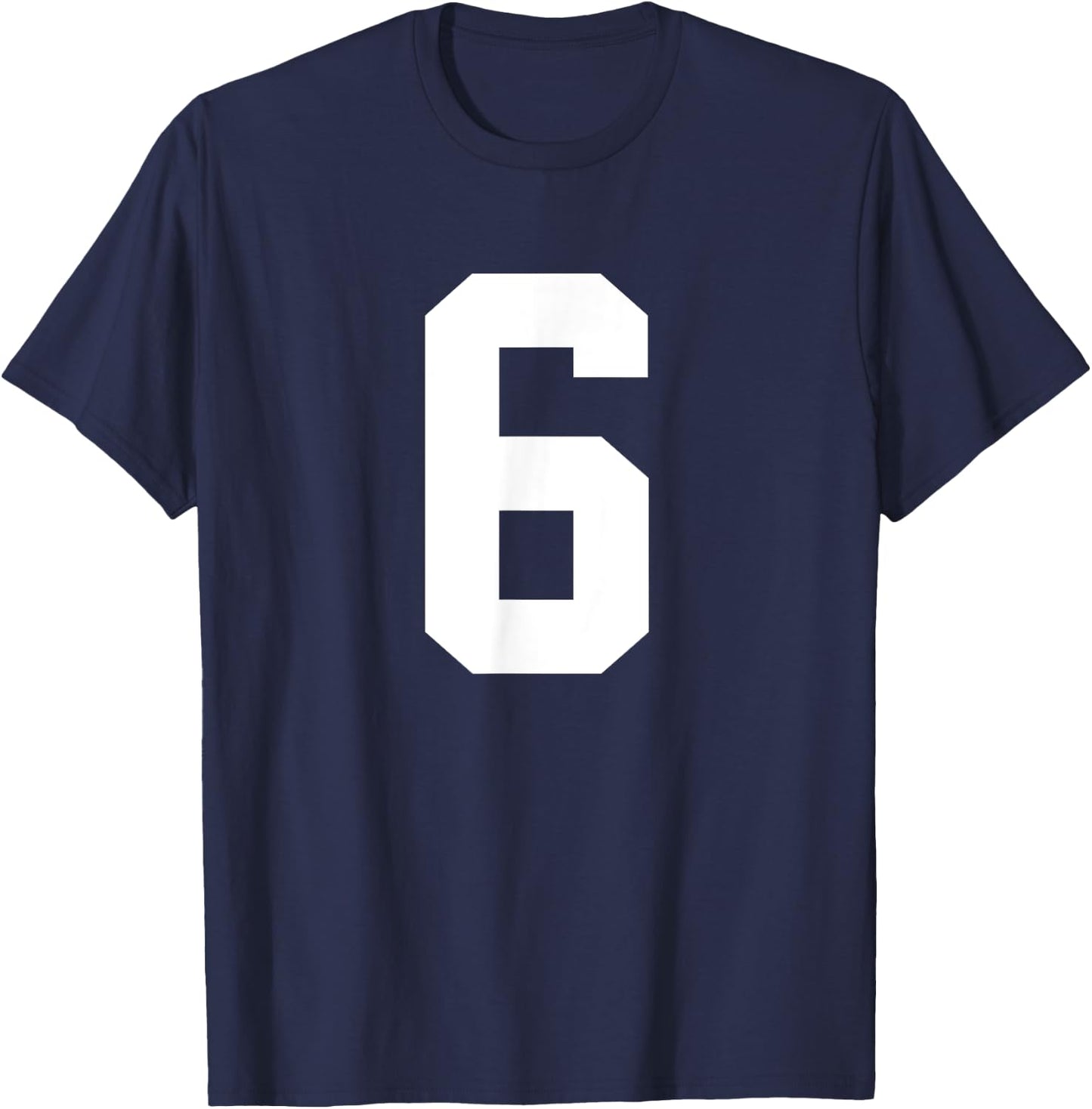 #6 Team Sports Jersey Number Front & Back Player / Fan T-Shirt - T-Shirt | Navy
