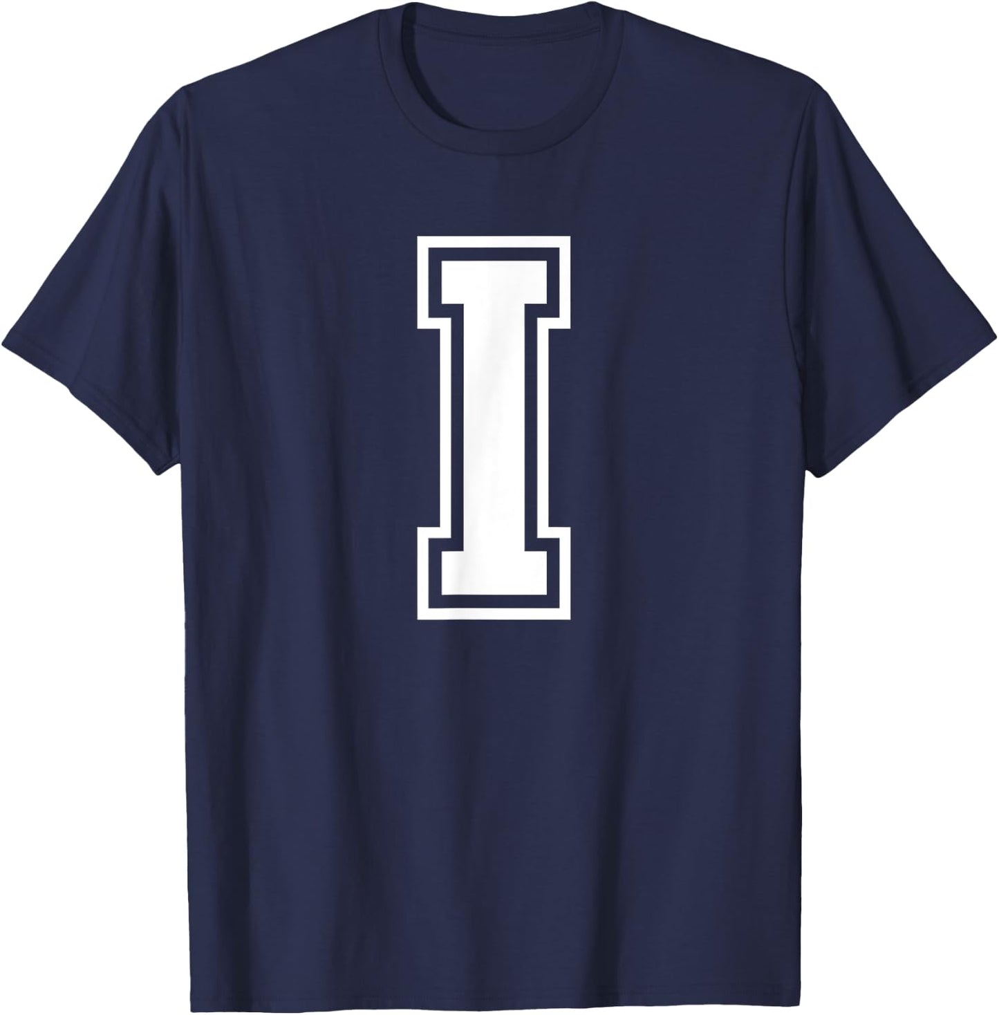 Letter I Name Initial Varsity Alphabet Monogram T-Shirt - T-Shirt | Navy