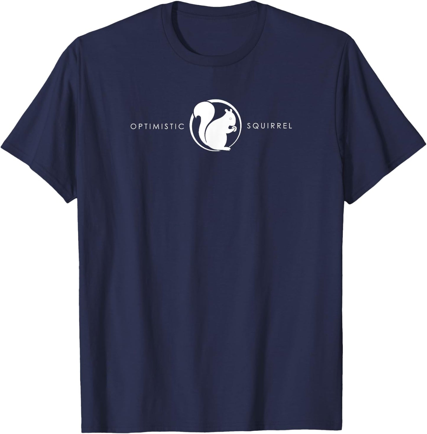 Official Optimistic Squirrel white logo with acorn T-Shirt - T-Shirt | Navy