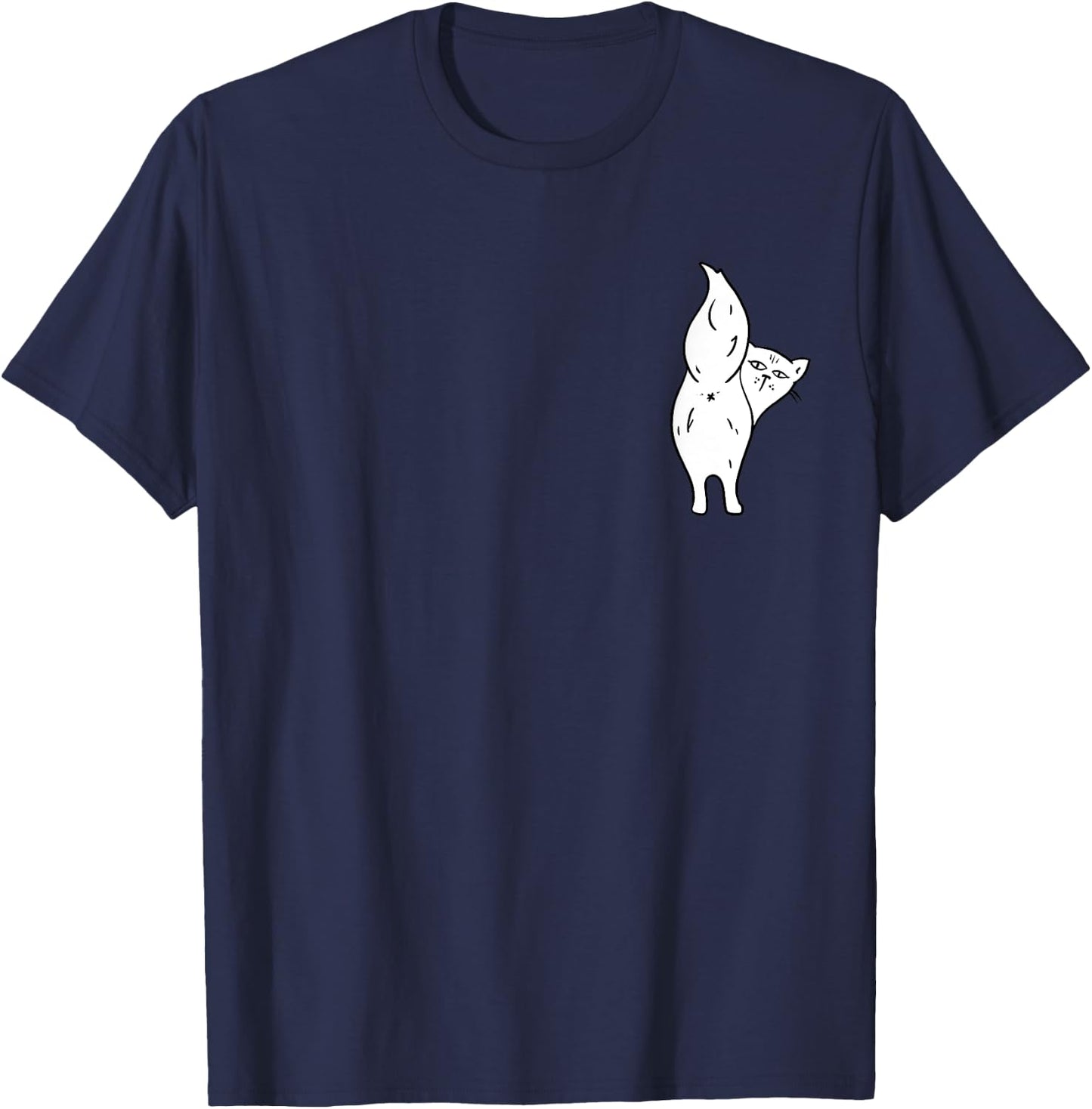 Cat Butthole Shirt Pocket Offensive Animal Butt Cat Lady T-Shirt - T-Shirt | Navy