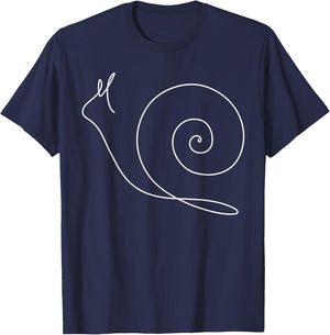Minimalist Snail - Minimalism - Outline Lineart T-Shirt - T-Shirt | Navy