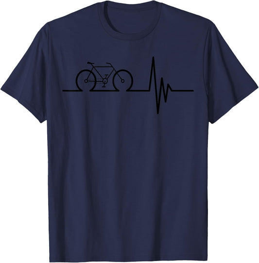 Cycling Heartbeat - Bicycle Love Biking Shirt Gifts T-Shirt - T-Shirt | Navy