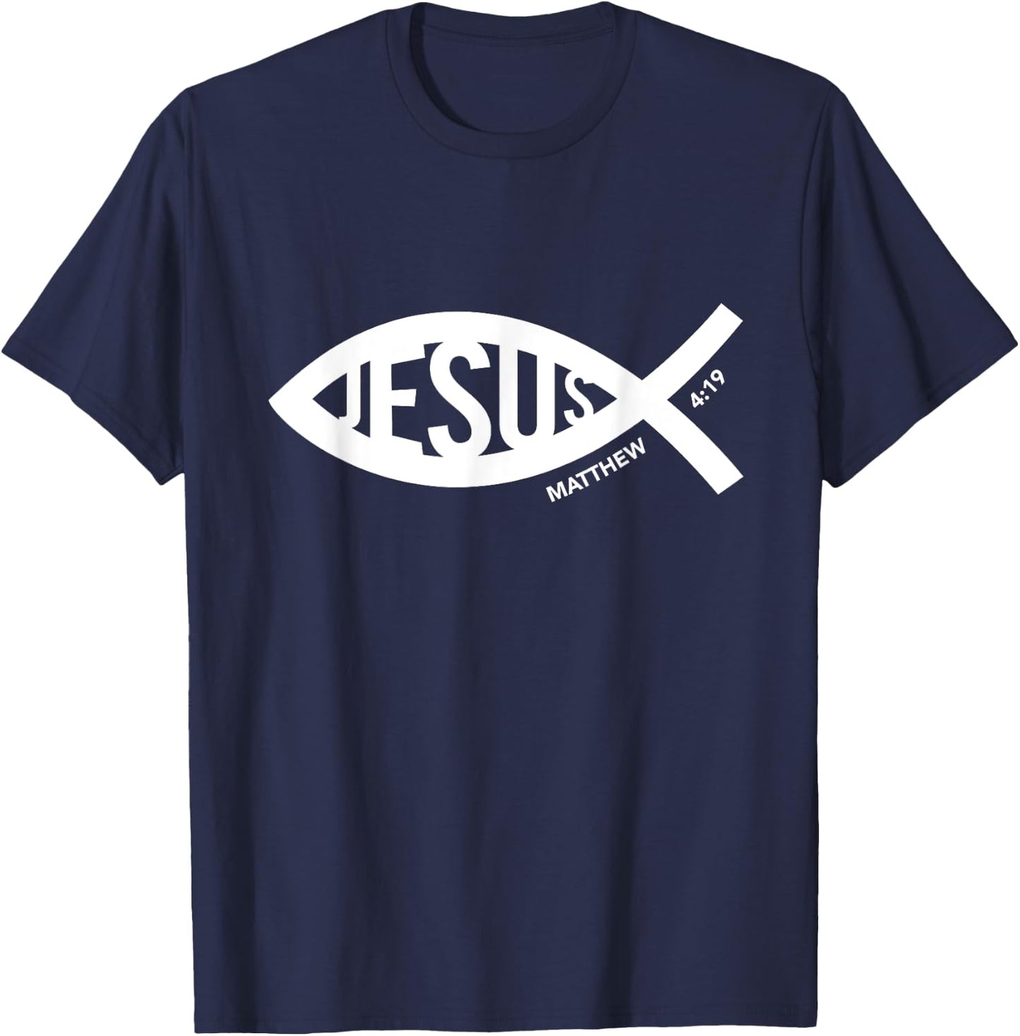 Jesus Fish Symbol Christian T-Shirt - T-Shirt | Navy
