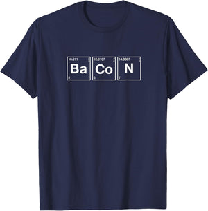 Bacon Chemistry Periodic Elements T-Shirt - T-Shirt | Navy