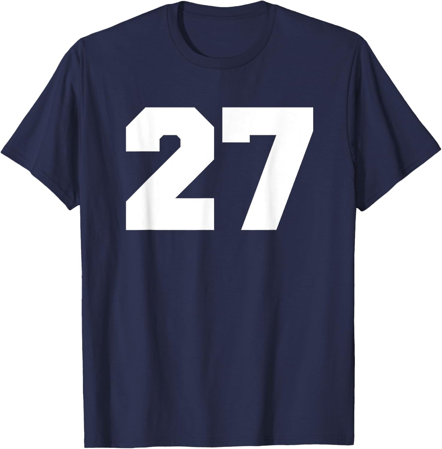 Number 27 Sports Jersey Player #27 Fan FRONT Print Varsity T-Shirt - T-Shirt | Navy