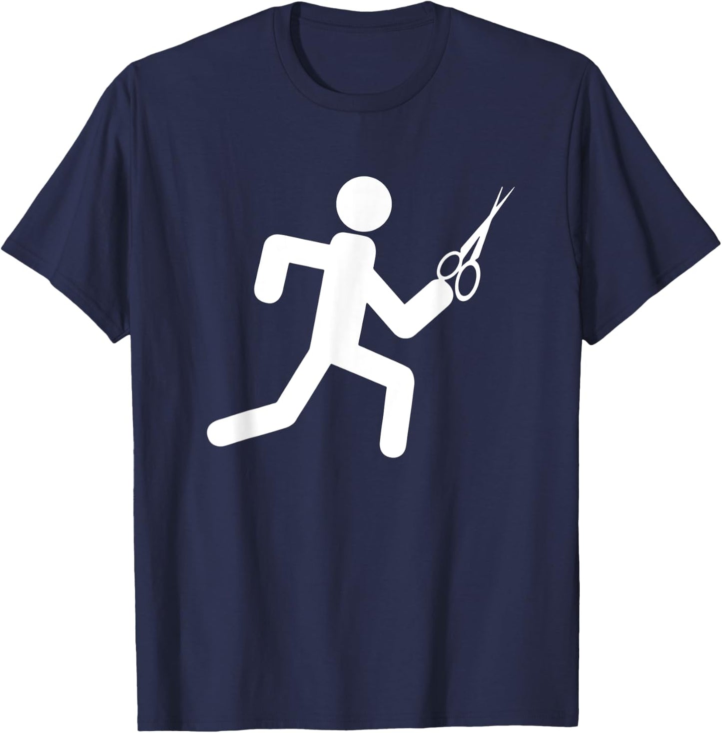 Funny Workout - running with scissors, stickman T-Shirt - T-Shirt | Navy