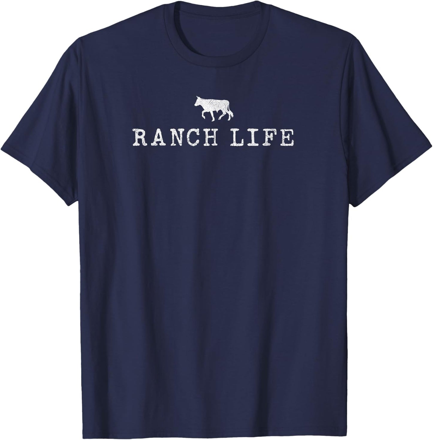Ranch Life, Steer Graphic White, Gift T-Shirt - T-Shirt | Navy