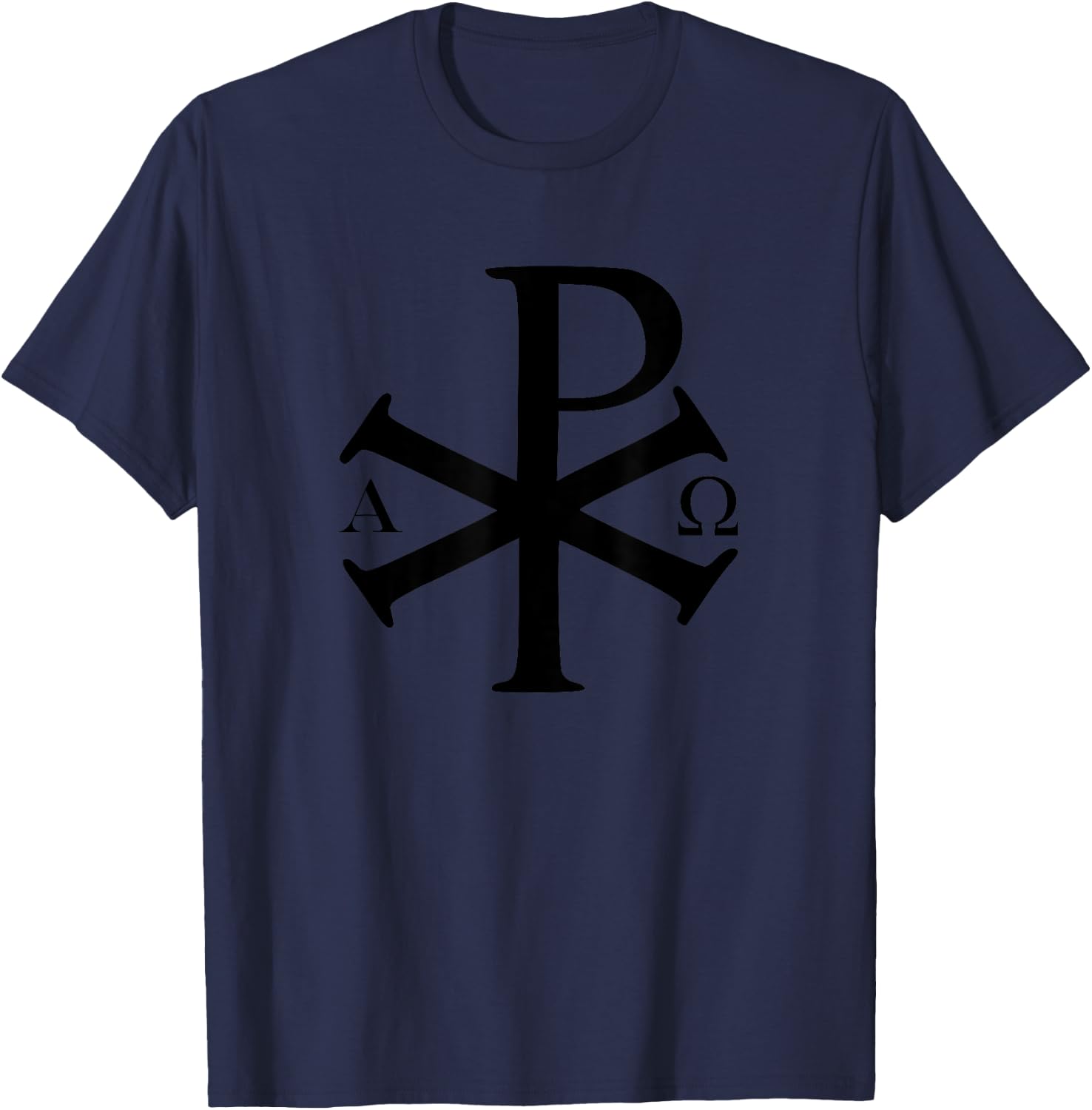 Chi Rho Christian God Alpha Omega Jesus Christ Christianity T-Shirt - T-Shirt | Navy